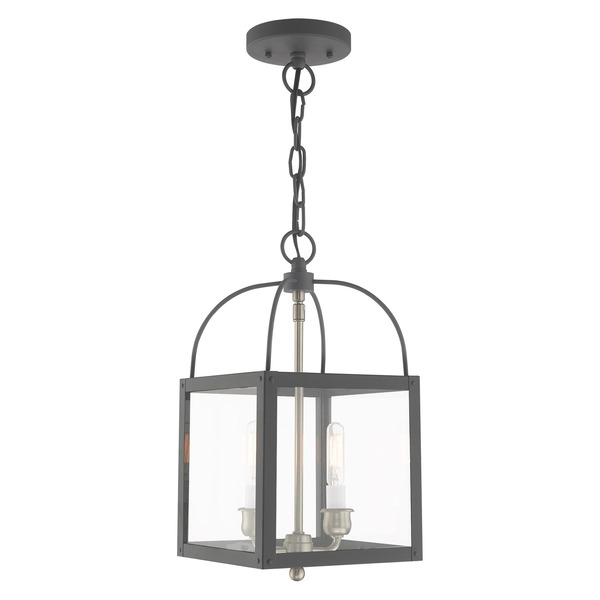 Livex Lighting Milford 2 Light Scandinavian Gray Convertible Pendant/Ceiling Mount 4041-76