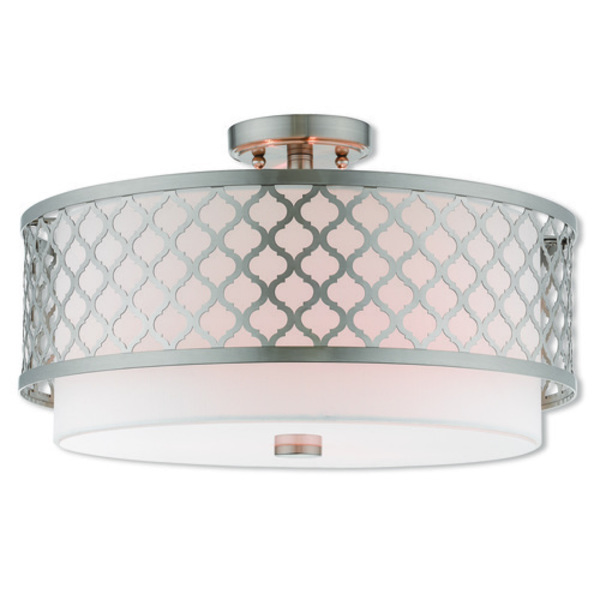 Livex Lighting Arabesque 3 Light Brushed Nickel Ceiling Mount 41109-91