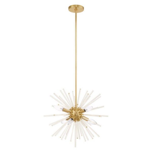 Livex Lighting Utopia 6 Light Satin Brass Pendant Chandelier 41254-12