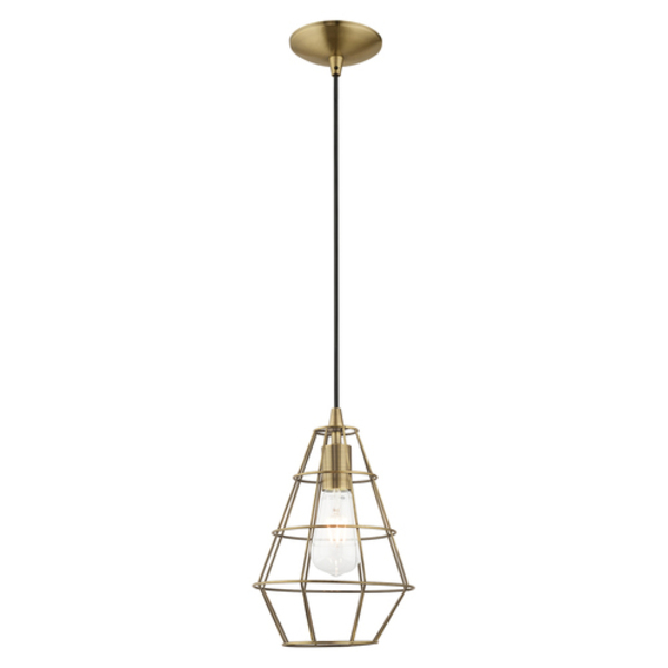 Livex Lighting Geometric Shade Mini Pendants 1 Light Antique Brass Mini Pendant 41322-01