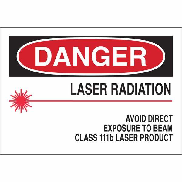 Brady Danger Laser Sign, 7 in H, 10 in W, Polyester, Rectangle, 88707 88707