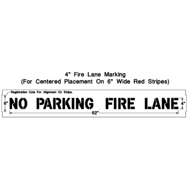 Newstripe Stencil, 4", NO PARKING FIRE LANE, 1/8" 10004359