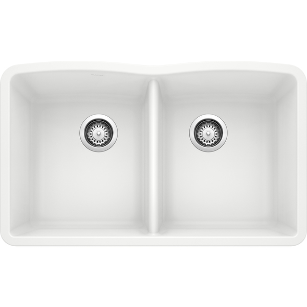 Blanco Diamond Silgranit 50/50 Double Bowl Undermount Kitchen Sink - White 440185