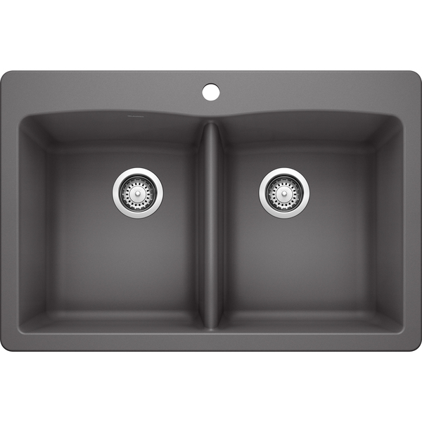 Blanco Diamond Silgranit 50/50 Double Bowl Dual Mount Kitchen Sink - Cinder 441466