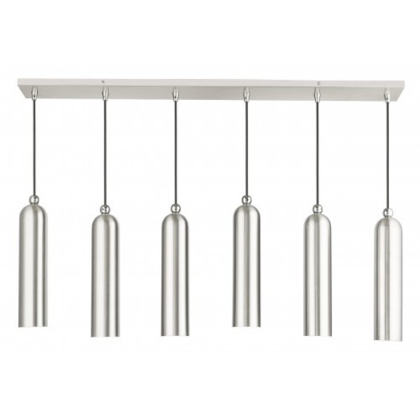 Livex Lighting Brushed Nickel Linear Pendant, 6 Light 46757-91