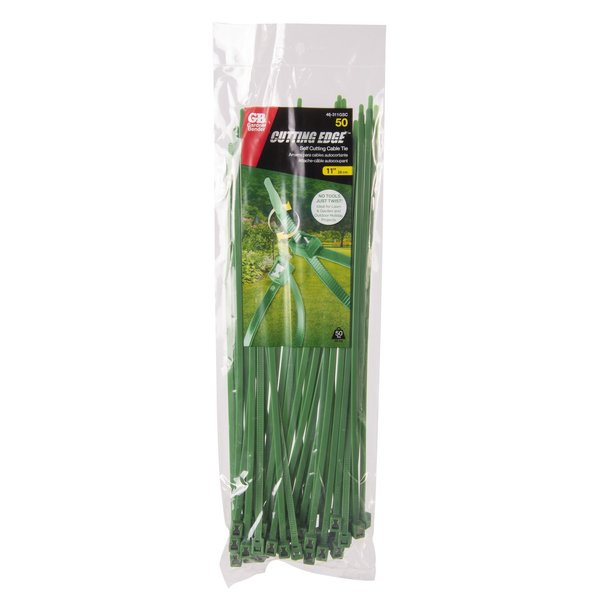 Gardner Bender Self Cutting Cable Tie, Green, 50 lb, PK 46-311GSC