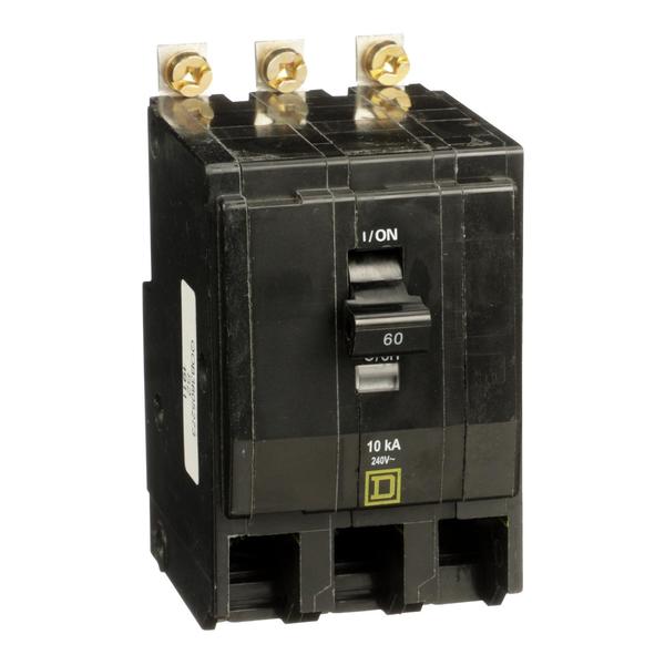 Square D Miniature Circuit Breaker, QOB Series 60A, 3 Pole, 120/240V AC QOB3605273