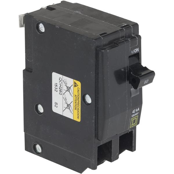 Square D Miniature Circuit Breaker, QO Series 60A, 2 Pole, 120/240V AC QOH260
