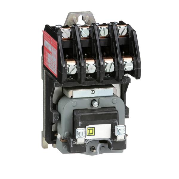 Square D Contactor, Type L, multipole lighting, electrically held, 30A, 4 pole, 600 V, 24 VAC 60 Hz coil, open style 8903LO40V01