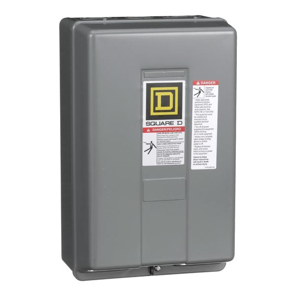 Square D Contactor, Type S, multipole lighting, electrically held, 60A, 3 pole, 110/120VAC 50/60Hz coil, NEMA 1 8903SPG2V02