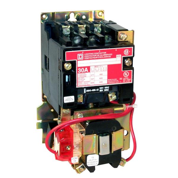 Square D Contactor, Type S, multipole lighting, mechanically held, 100A, 2 pole, 110/120 VAC 50/60Hz coil, open style 8903SQO10V02