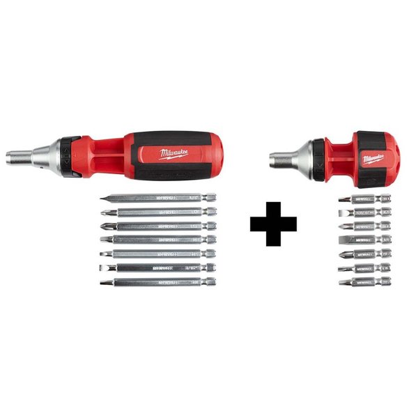 Milwaukee Tool 9-in-1 Sqr Rtchtng Multi Driver with 8-in-1 Cmpct Rtchtng Multi Driver 48-22-2322, 48-22-2330