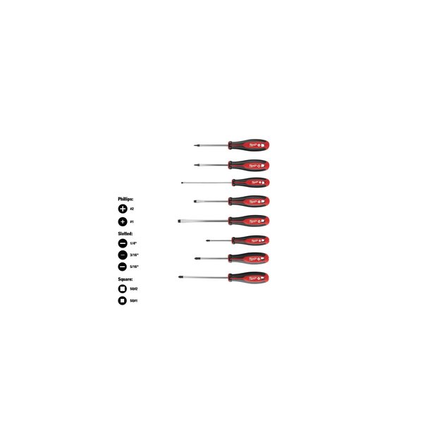 Milwaukee Tool 8pc Screwdriver Kit w/ Square 48-22-2718