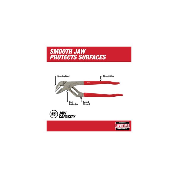 Milwaukee 12 in. Dipped Grip Smooth Jaw Pliers 48-22-6552 - The