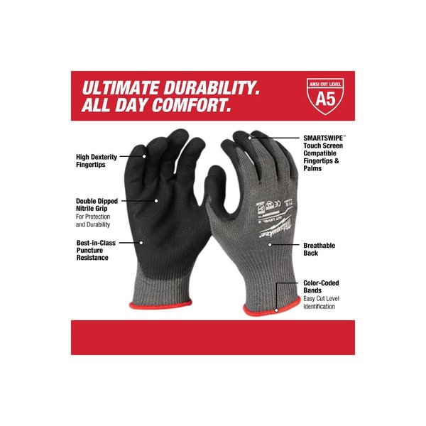48228952 48-22-8952 Milwaukee® Cut Level 5 Nitrile Dipped Gloves