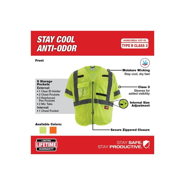 Milwaukee Tool Class High Visibility Yellow Mesh Safety Vest  2X-Large/3X-Large 48-73-5133 Zoro