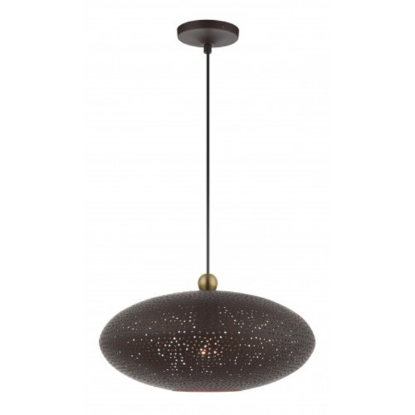 Livex Lighting Bronze with Antique Brass Accents Pendan 49102-07