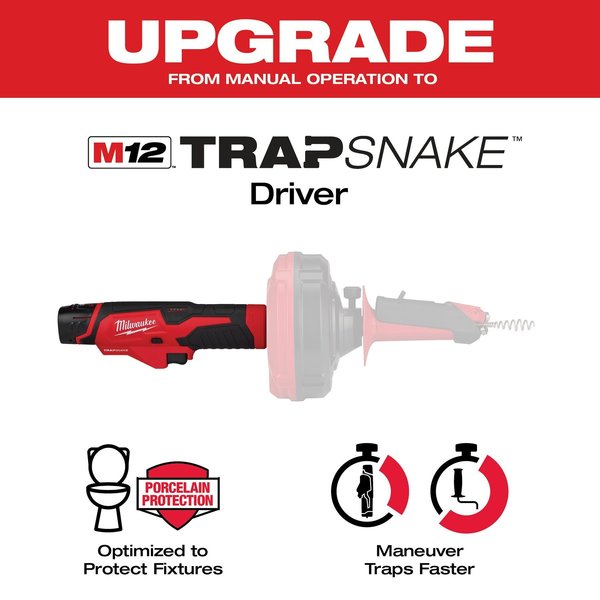 Milwaukee Trap Snake 6 ft. Toilet Auger Plumbing Drain Snake 49-16