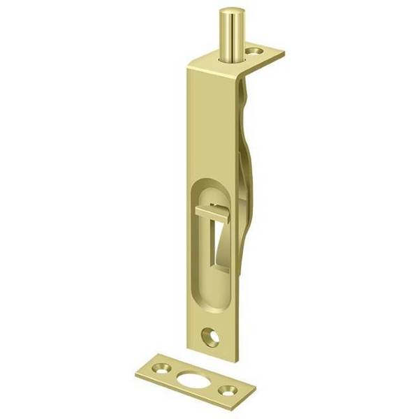 Deltana Flush Bolt, Heavy Duty Bright Brass 4" 4FBS3