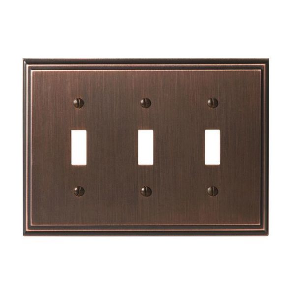 Amerock 3-Toggle Wall Plates, Number of Gangs: 3 Zinc, Oil Rubbed Bronze Finish BP36516ORB