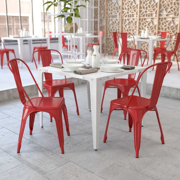 Red metal best sale dining chairs