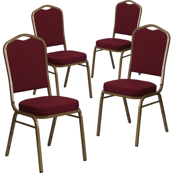 Flash Furniture Burgundy Fabric Banquet Chair 4-FD-C01-ALLGOLD-3169-GG