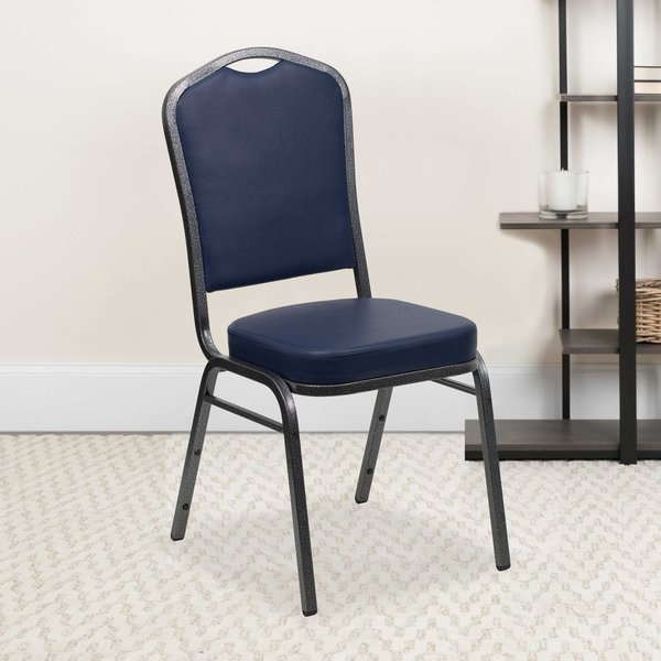 Flash Furniture Navy Vinyl Banquet Chair 4-FD-C01-SILVERVEIN-NY-VY-GG