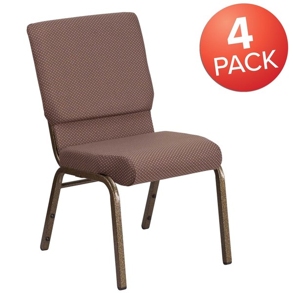 Flash Furniture Brown Dot Fabric Church Chair 4-FD-CH02185-GV-BNDOT-GG