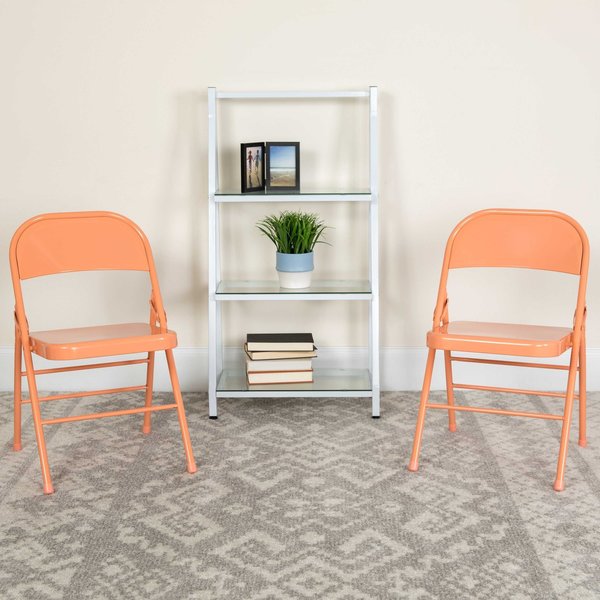 Flash Furniture Sedona Coral Folding Chair 4-HF3-CORAL-GG