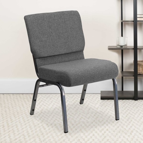 Flash Furniture Gray Fabric Church Chair 4-XU-CH0221-GY-SV-GG