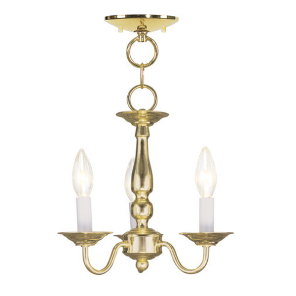 Livex Lighting Williamsburgh 3 Light Polished Brass Convertible 5009-02