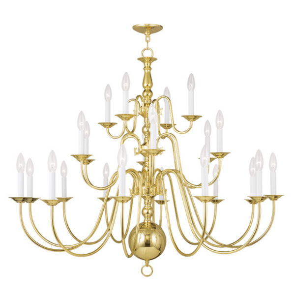 Livex Lighting Williamsburgh 22 Light Polished Brass Chandelier 5015-02