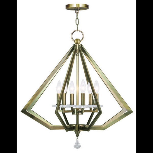 Livex Lighting Diamond 6 Light Antique Brass Chandelier 50666-01