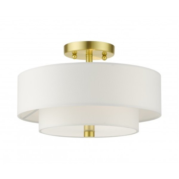 Livex Lighting Satin Brass Semi Flush, 2 Light 51043-12