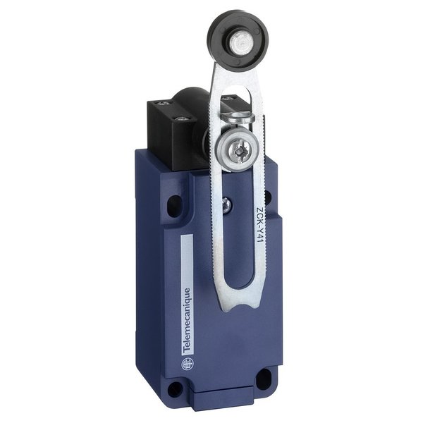 Telemecanique Sensors Limit Switch, Adjustable Roller Lever, Rotary, 1NC/1NO, 10A @ 240V AC, Actuator Location: Side XCKS141