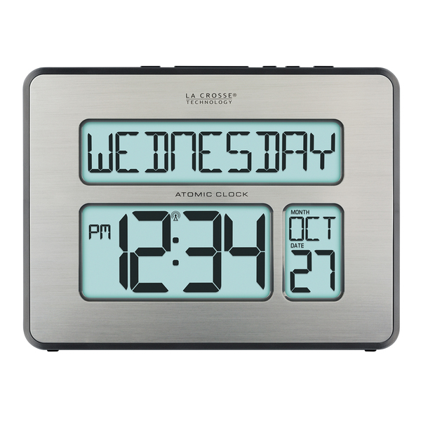 La Crosse Technology Atomic Dgtl Wall Clock, Wht Backlight 513-1419BL-INT