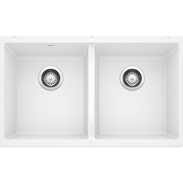 Blanco Precis Silgranit 50/50 Double Bowl Undermount Kitchen Sink - White 516320