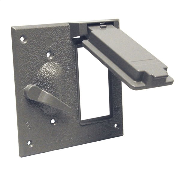 Bell Outdoor Electrical Box Cover, Vertical, 2 Gang, Square, Aluminum, Flip/Snap, Toggle, Duplex 5167-0