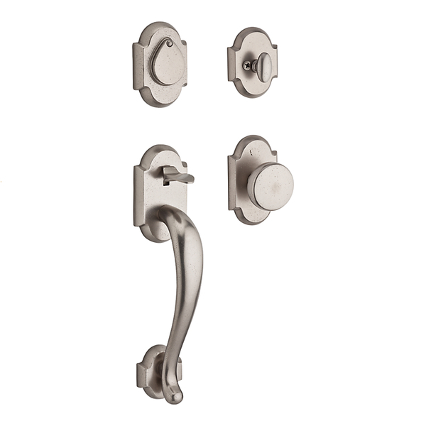 Baldwin Reserve Double Cylinder Adirondack Handleset, Rustic Knob, White Bronze DC.ADIXRUS.RAR.492