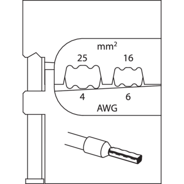 Gedore Module Insert, Conductor End-Sleeves, Capacity: 6 to 4 AWG 8140-07