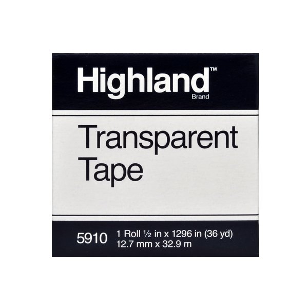 3M Highland Trans Tape 5910, 1/2"x12, PK144 5910