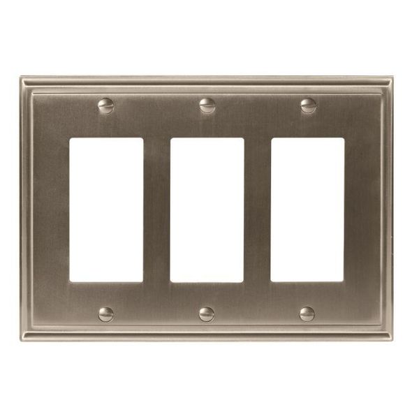 Amerock Mulholland 3 Rocker Wall Plates, Number of Gangs: 3 Zinc, Satin Nickel Finish BP36520G10