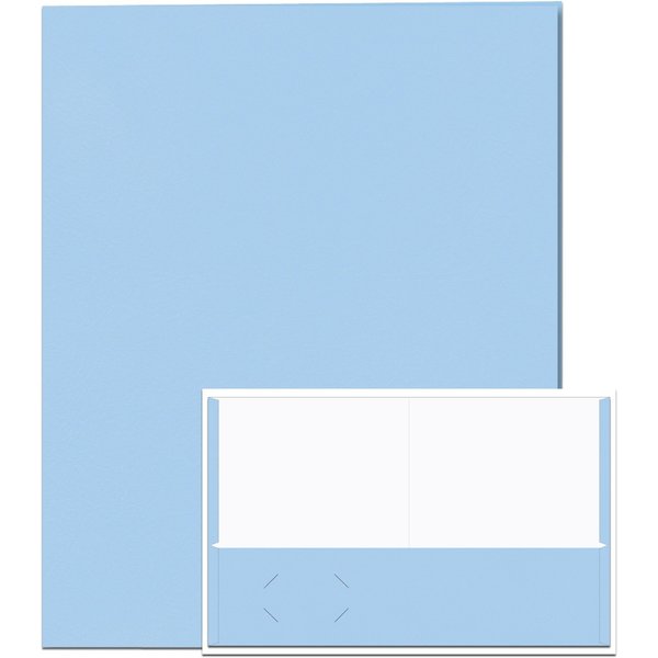 Case of Light Blue Paper Pocket Folders, 11.75