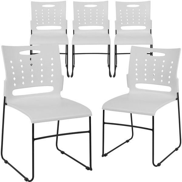 Flash Furniture White Plastic Stack Chair 5-RUT-2-WH-GG
