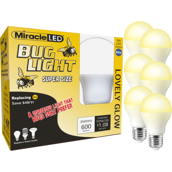 Miracle Led Bug Light Lovely Glow Yellow Amber LED Replace 60W for Porch & Patio 602175