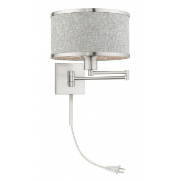 Livex Lighting Brushed Nickel Swing Arm Wall Lamp, 1 Lig 60429-91