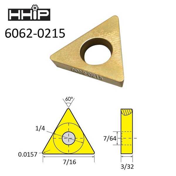 Hhip TDEX 21.5 TiN Coated C-5 Carbide Insert 6062-0215