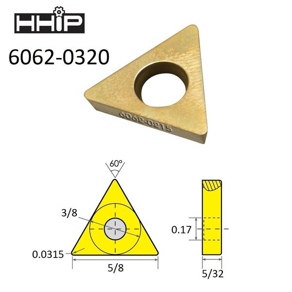 Hhip TDEX 32 TiN Coated C-5 Carbide Insert 6062-0320