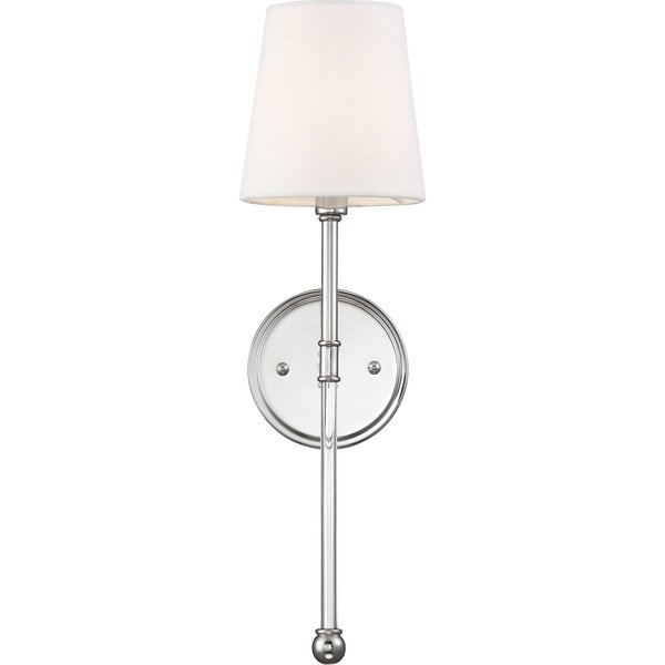 Nuvo Olmstead 1-Light Wall Sconce - Polished Nickel Finish with White Linen Shade 60/6688