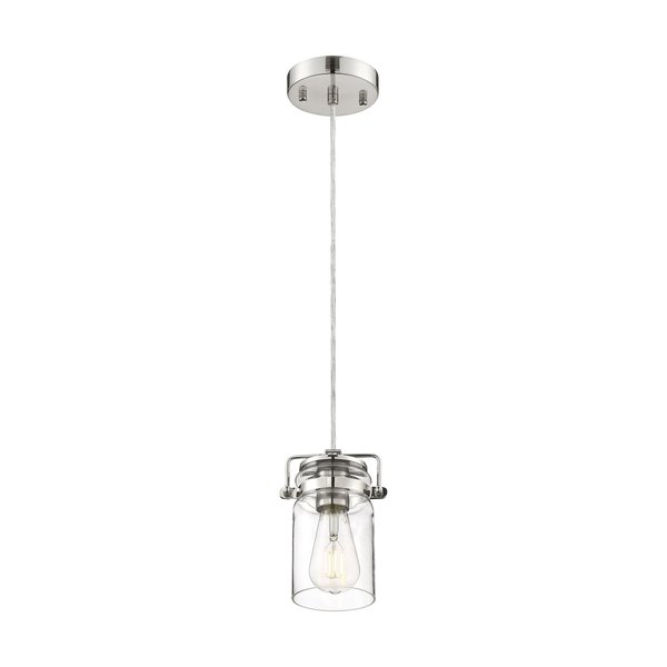 Nuvo Antebellum 1-Light Mini Pendant Fixture - Polished Nickel with Clear Glass 60/6734